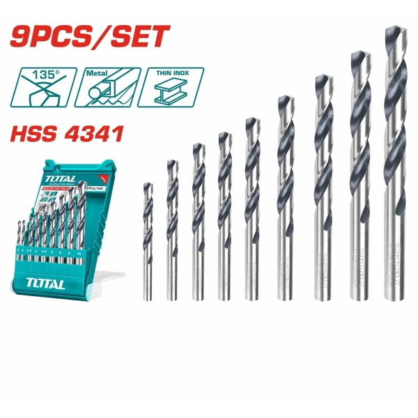 TACSD0095 9 Pcs HSS Twist Drill Bits Set