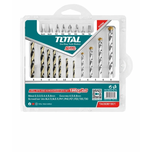 TACSDB1901 19 Pcs Drill and Screwdriver Bits Set