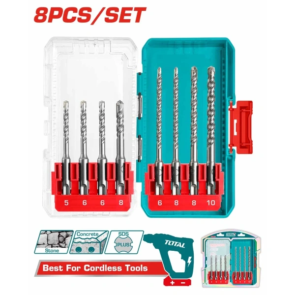 TACSDL11806 8 Pcs SDS Plus Hammer Drill Bits Set
