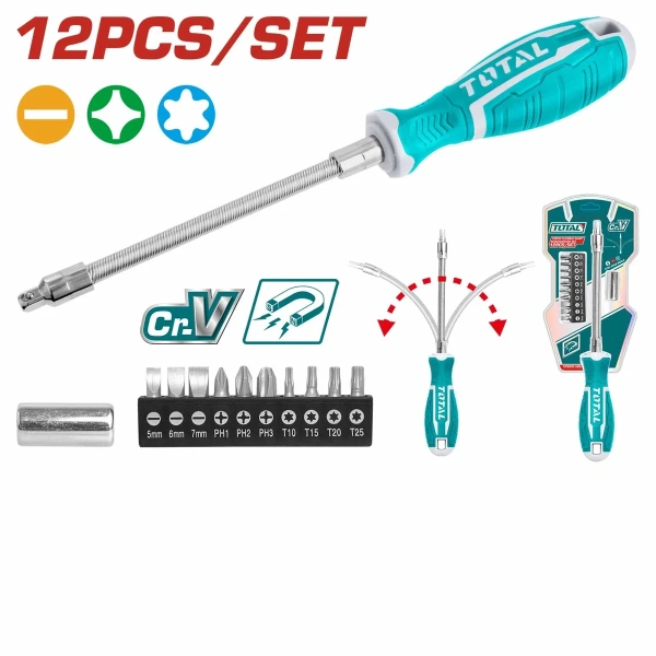 THT250FL1206 12 Pcs Flexible Shaft Screwdriver Set