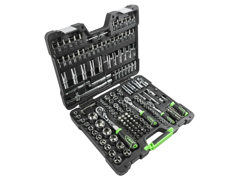 179-PIECE TOOL CASE WITH 1/4", 3/8" AND 1/2" HEX SOCKETS – CHROME FINISH