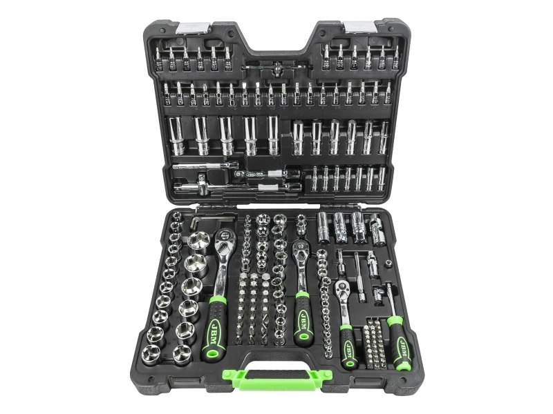 179-PIECE TOOL CASE WITH 1/4", 3/8" AND 1/2" HEX SOCKETS – CHROME FINISH